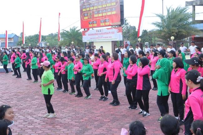 Sambut Hari Bhayangkara Ke-78 Tahun 2024 PolresTTS, Olah Raga Bersama TNI 2
