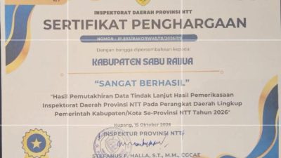 Kabupaten Sabu Raijua Raih Penghargaan  “Sangat Berhasil” dari Inspektorat Provinsi NTT